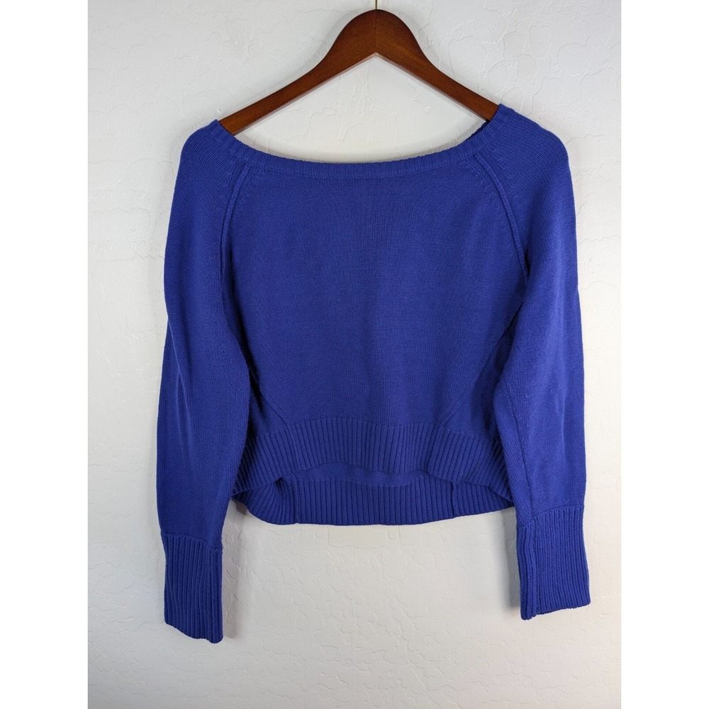 Athleta Sweater Top Women's Small Kinsley Wool Blend Blue Cropped Scoop Neck